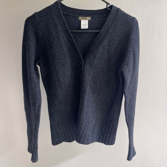 Jcrew Women's Navy Lambswool Button Down Cardigan - Picture 3 of 4